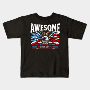 Awesome Since 2017 - Patriotic American Eagle Kids T-Shirt